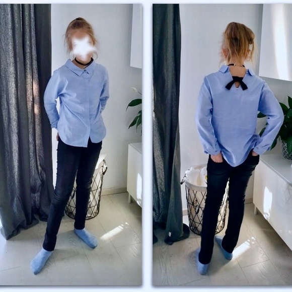Zara girls blue blouse with back bow - Picture 14 of 16